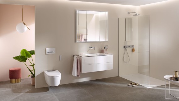 Bagno Geberit ONE con parete doccia