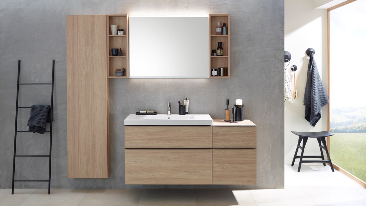 Lavabo con mobili bagno della serie Geberit iCon