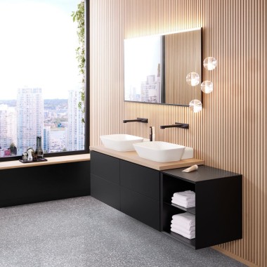 Specchio Geberit Option Plus con lavabo e mobile sottolavabo Geberit ONE