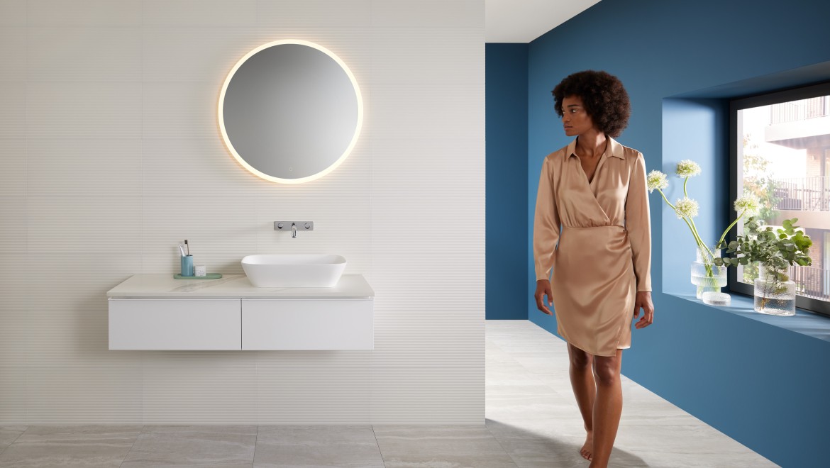 Lavabo da appoggio Mix & Match Geberit ONE con mobile sottolavabo Geberit iCon