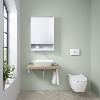 Bagno degli ospiti con mobile sottolavabo Geberit ONE