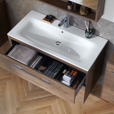 Lavabo Geberit Selnova con mobile aperto