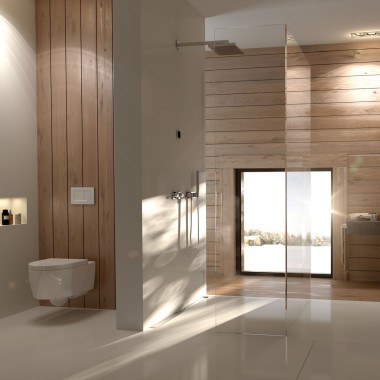 Bagno Geberit con rivestimento in legno