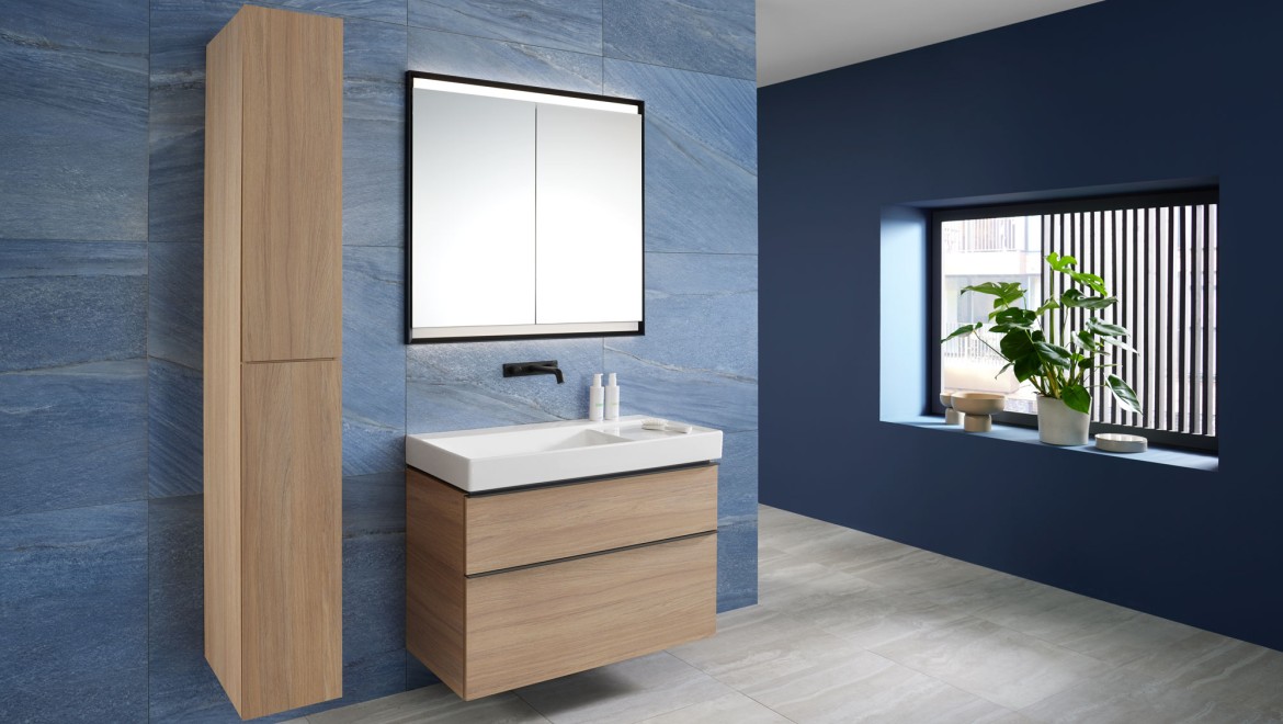 Lavabo Mix & Match Geberit ONE con mobile sottolavabo Geberit iCon e mobile a colonna