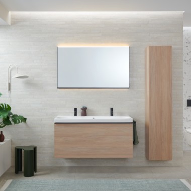 Geberit Acanto doppio lavabo con mobili bagno in rovere