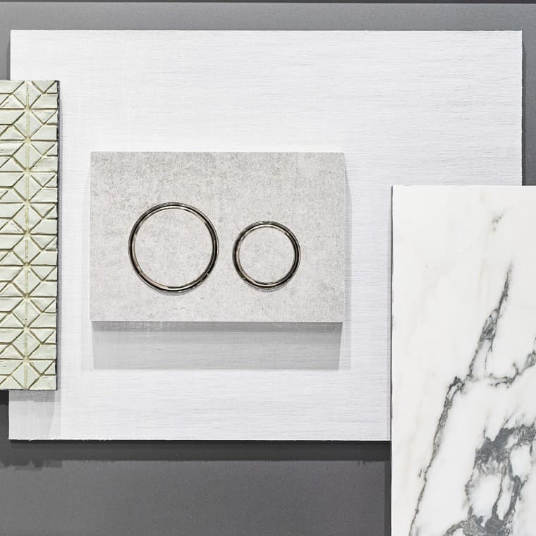 Placca di comando Sigma21 effetto cemento con anelli cromati Placca di comando Sigma21 effetto cemento con anelli cromati