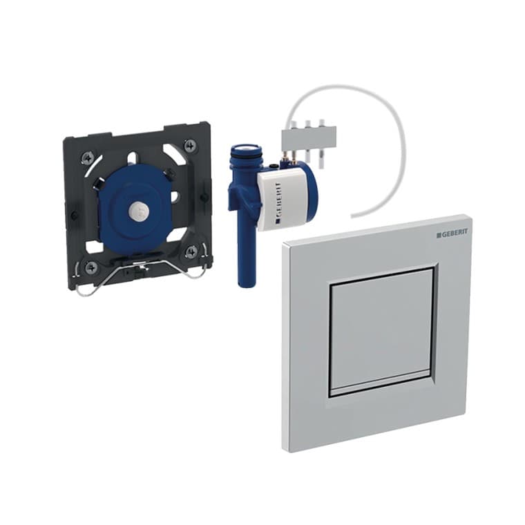 Comandi di risciacquo senza contatto per orinatoi con azionamento pneumatico Comandi di risciacquo senza contatto per orinatoi con azionamento pneumatico