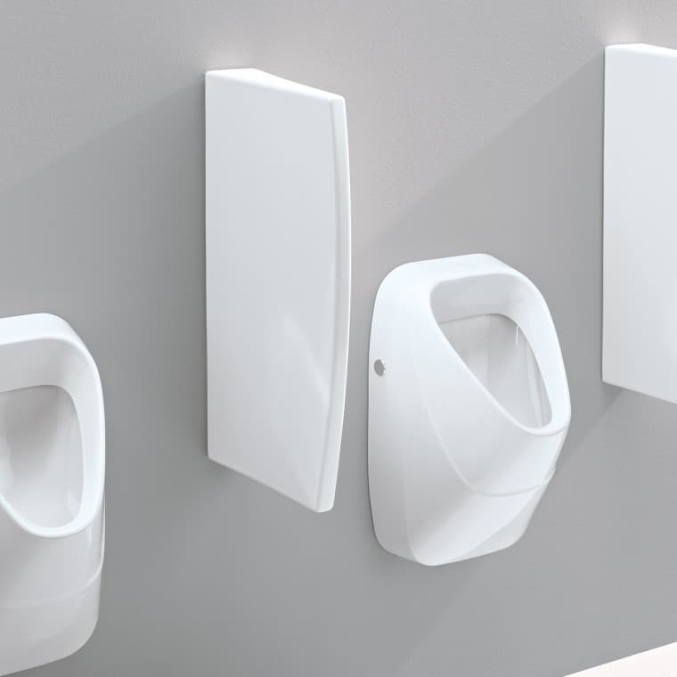 Parete divisoria Geberit in ceramica sanitaria con fissaggi nascosti Parete divisoria Geberit in ceramica sanitaria con fissaggi nascosti