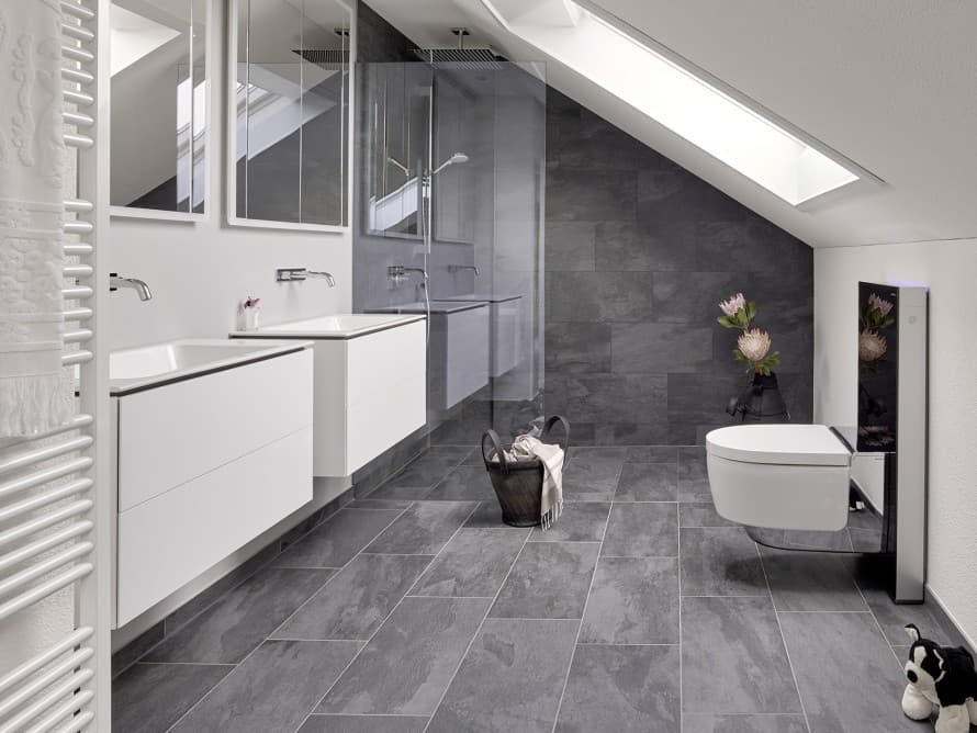 Bagno con tetto inclinato Bagno con tetto inclinato